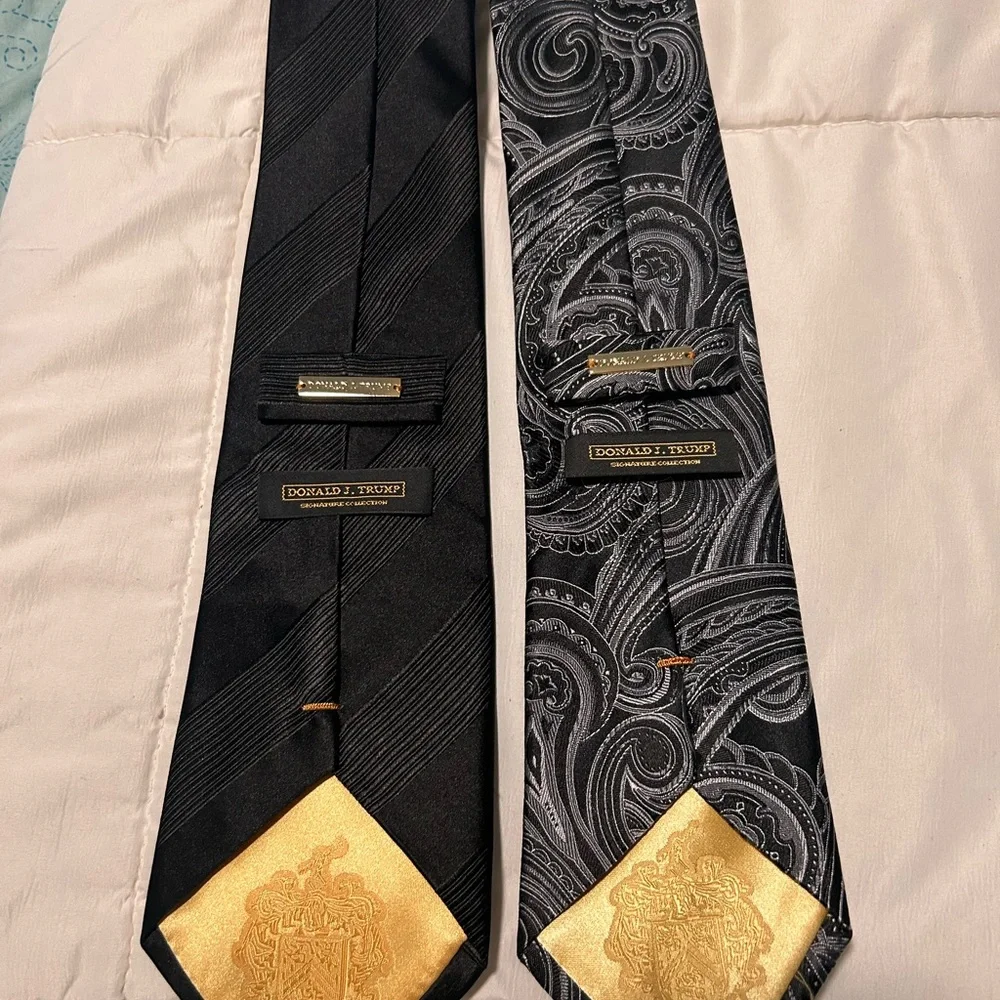 2 DJT sophisticated black and gray patterned ties - Picture 3 of 5
